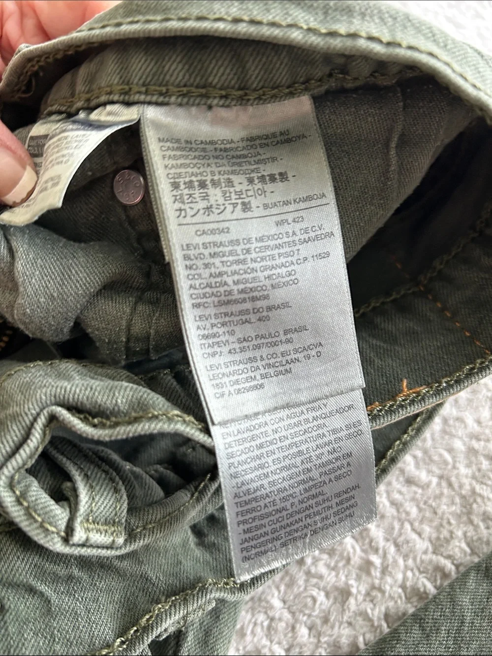 Levi's Olive Green Straight-Leg Denim Pants